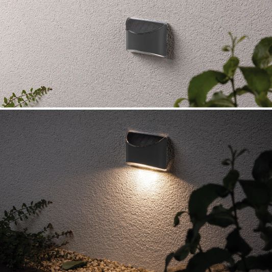 Solar wandlamp Quinn RVS zwart op zonne energie 2 stuks