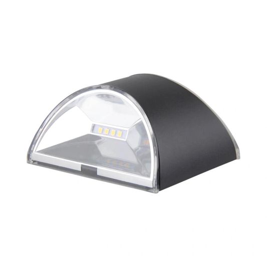 Solar wandlamp Quinn RVS zwart op zonne energie 2 stuks