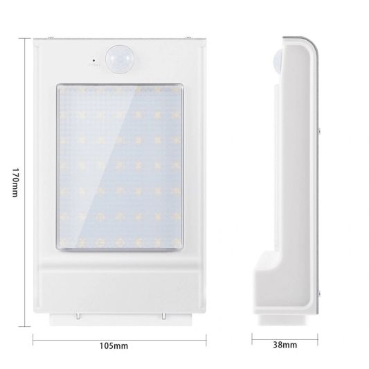 Solar wandlamp Slim II met 49 leds en bewegingsmelder RVS op zonne-energie