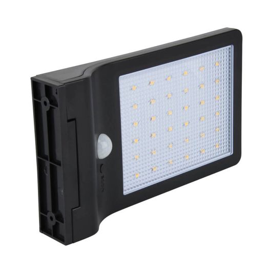 Solar wandlamp Slim met 36 leds en bewegingsmelder Zwart op zonne energie voordeelset van 2 stuks
