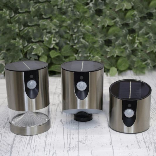 Solar wandlamp Tinn I RVS met bewegingsmelder op zonne energie