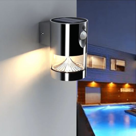 Solar wandlamp Tinn III RVS met bewegingsmelder op zonne energie