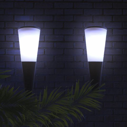 Solar wandlamp Torch met warm en koud wit licht set van 2