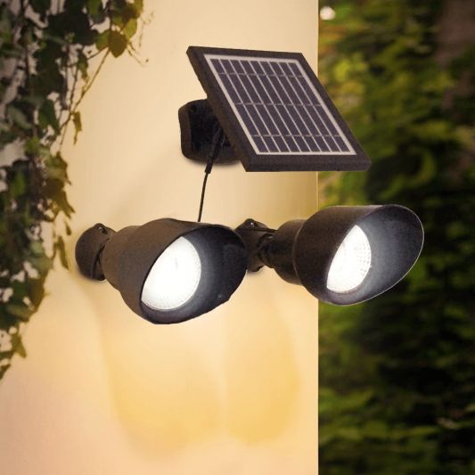 Solar wandspot Heads complete set met twee spots en los solarpaneel