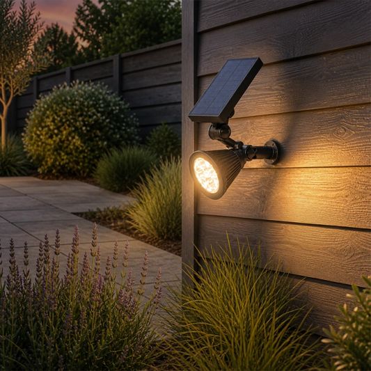 Solar wandspot Highlight voor wandmontage of grondspies - buitenlamp op zonne energie warm wit