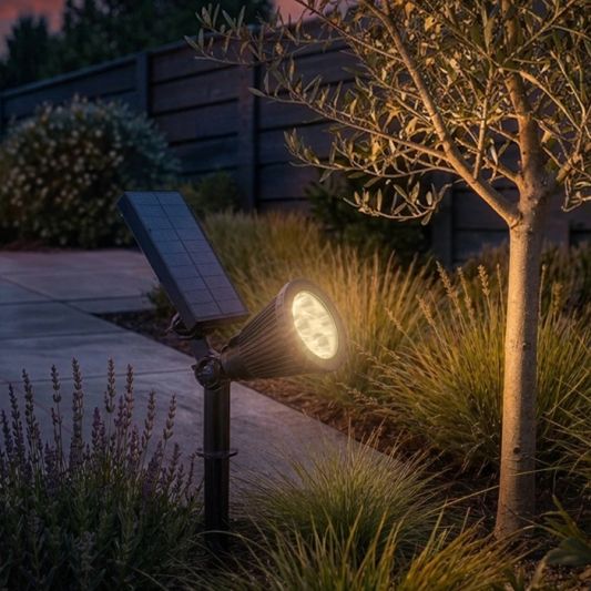 Solar wandspot Highlight voor wandmontage of grondspies - buitenlamp op zonne energie warm wit