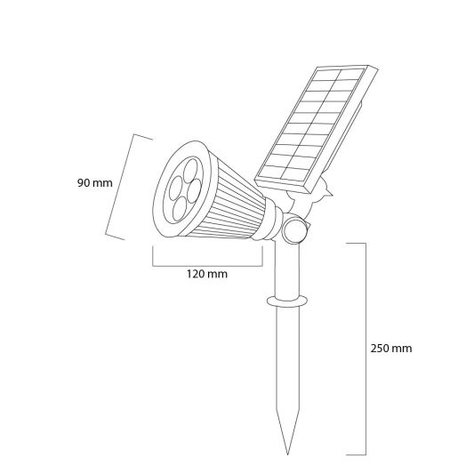 Solar wandspot Highlight voor wandmontage of grondspies - buitenlamp op zonne energie warm wit