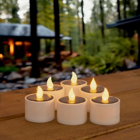Solar waxinelichtjes led kaarsen 6 stuks