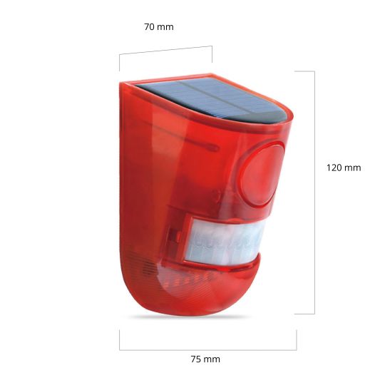 Solarlamp Alert met rode LED verlichting en 4 lichtstanden