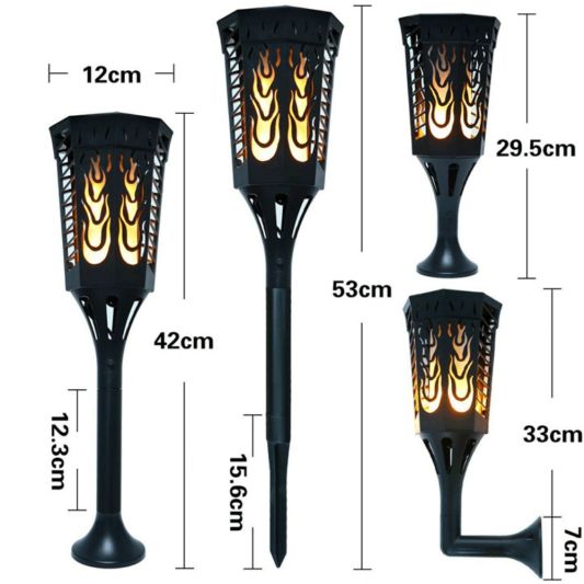 Solarlamp Fakkel 2 zwart met vlameffect en schemersensor
