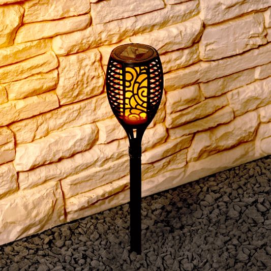 Solarlamp Fakkel Small zwart met vlameffect