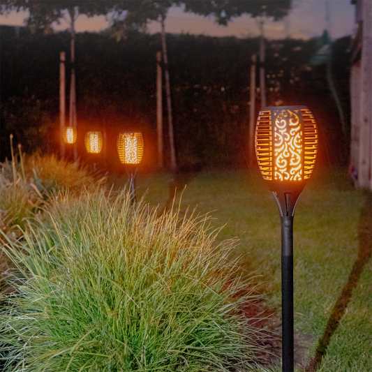 Solarlamp Fakkel voordeelset 3 zwart met schemersensor