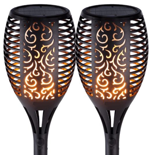 Solarlamp Fakkel voordeelset zwart met schemersensor