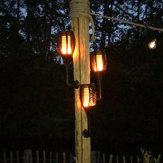 Solarlamp Fakkel voordeelset zwart met schemersensor