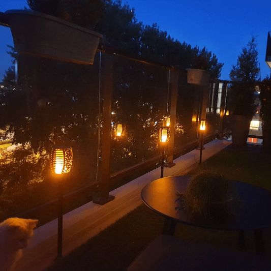 Solarlamp Fakkel zwart met schemersensor