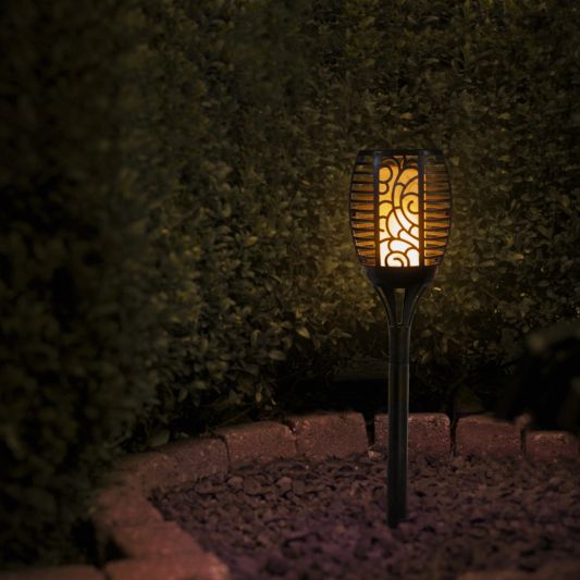 Solarlamp Fakkel Small voordeelset 4 stuks zwart met vlameffect