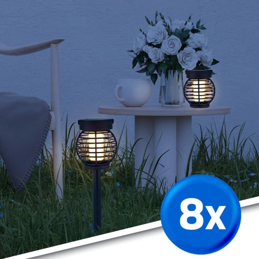 Solarlamp Palermo met warm wit licht - Tafellamp, priklamp en hanglamp in 1 - Set van 8