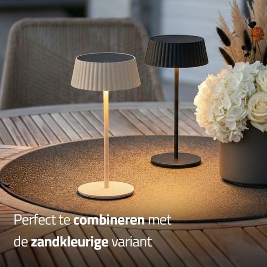 Tafellamp oplaadbaar Seren zwart - USB-C - Op zonne-energie - Touch dimbaar