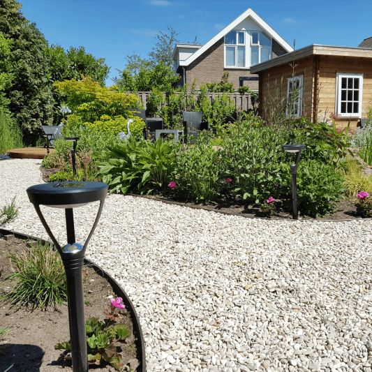 Voordeelset 4x Solar priklamp Birdie zwart met warm wit licht