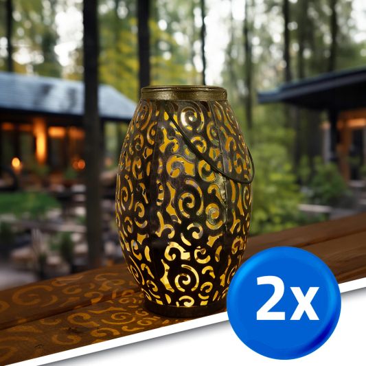 Voordeelset Solar LED tafellamp Agadir 2 stuks op zonne-energie met mooi lichteffect