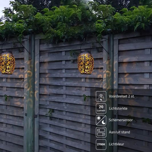 Voordeelset Solar LED tafellamp Agadir 2 stuks op zonne-energie met mooi lichteffect