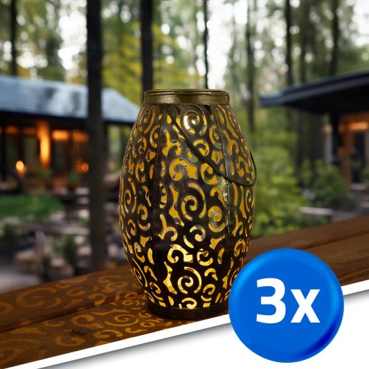 Voordeelset Solar LED tafellamp Agadir 3 stuks op zonne-energie met mooi lichteffect