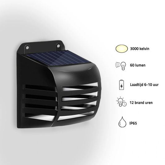 Zwarte solar wandlamp Stripe op zonne-energie set van 8