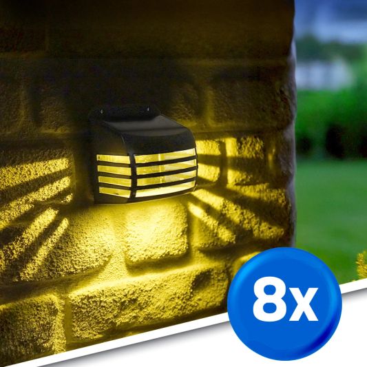 Zwarte solar wandlamp Stripe op zonne-energie set van 8