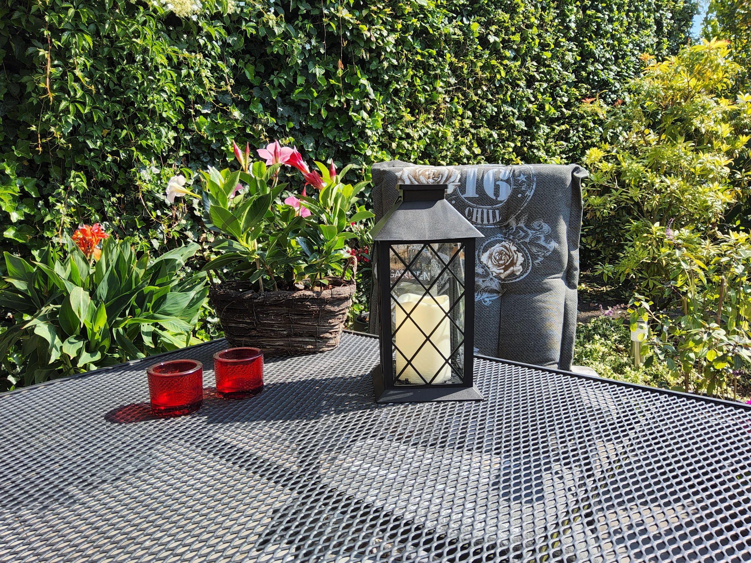 Solar Lantaarn Candle II zwart met kaars buitenlamp op zonne energie