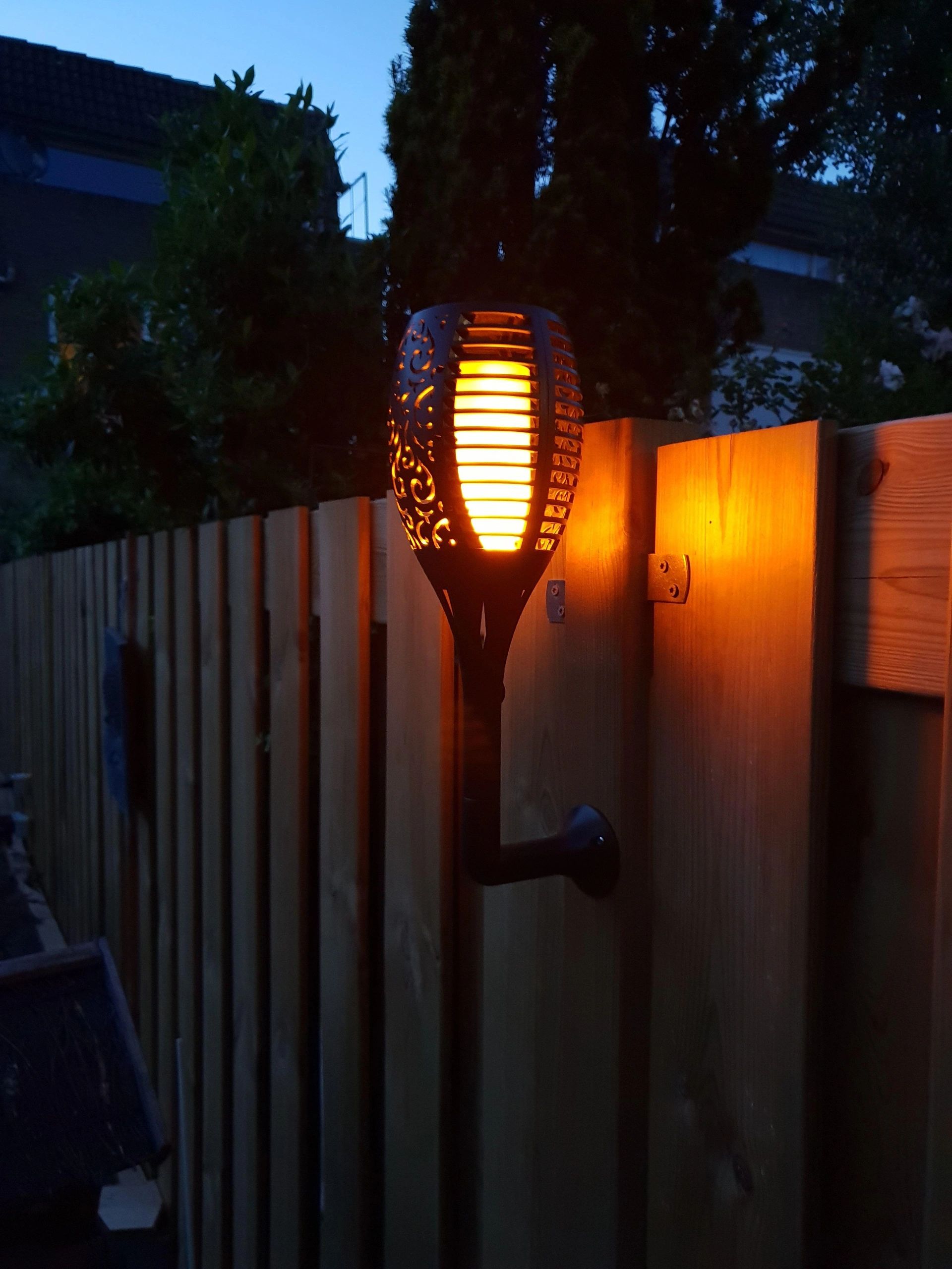 Solarlamp Fakkel zwart met schemersensor