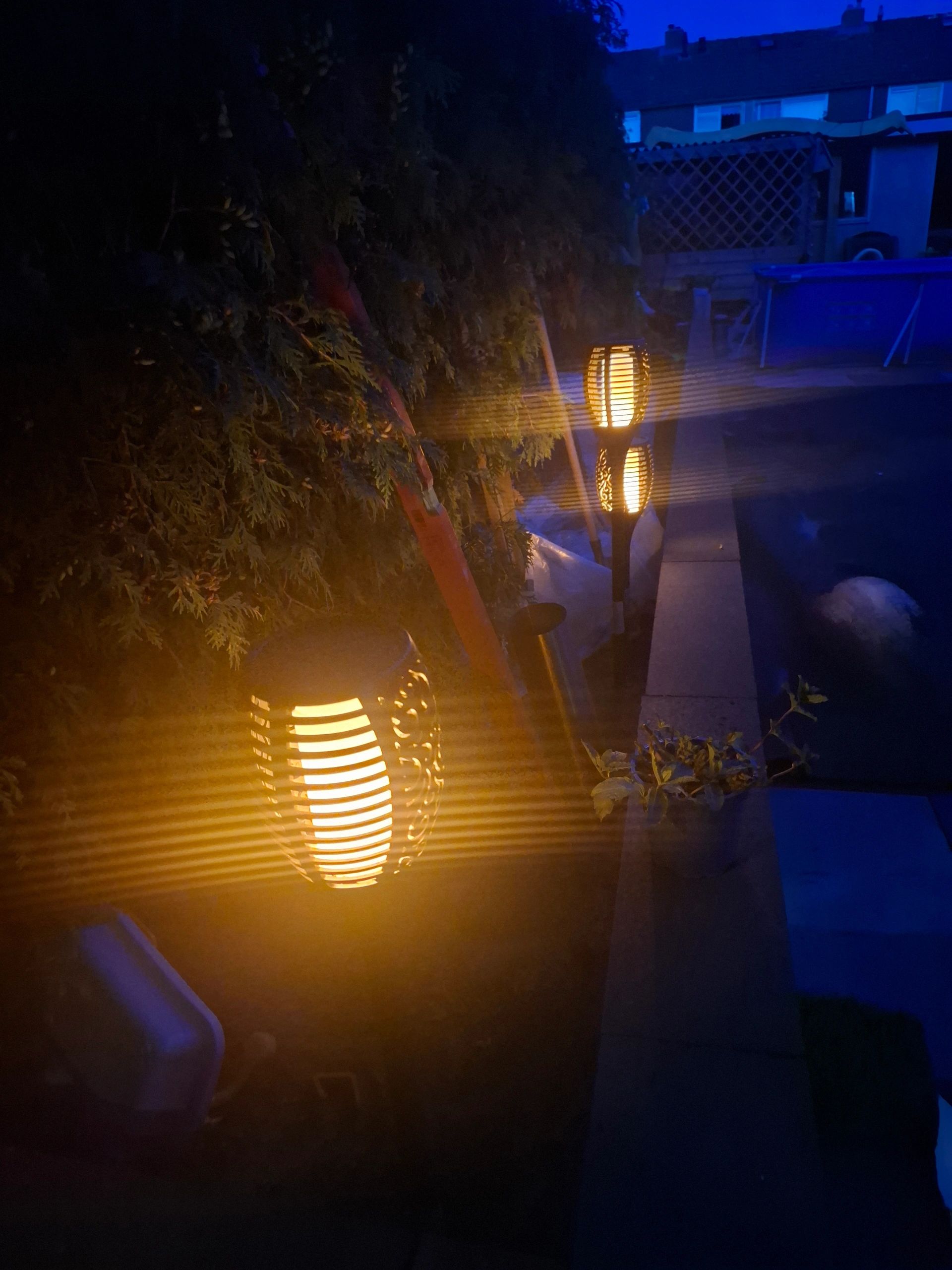 Solarlamp Fakkel voordeelset zwart met schemersensor