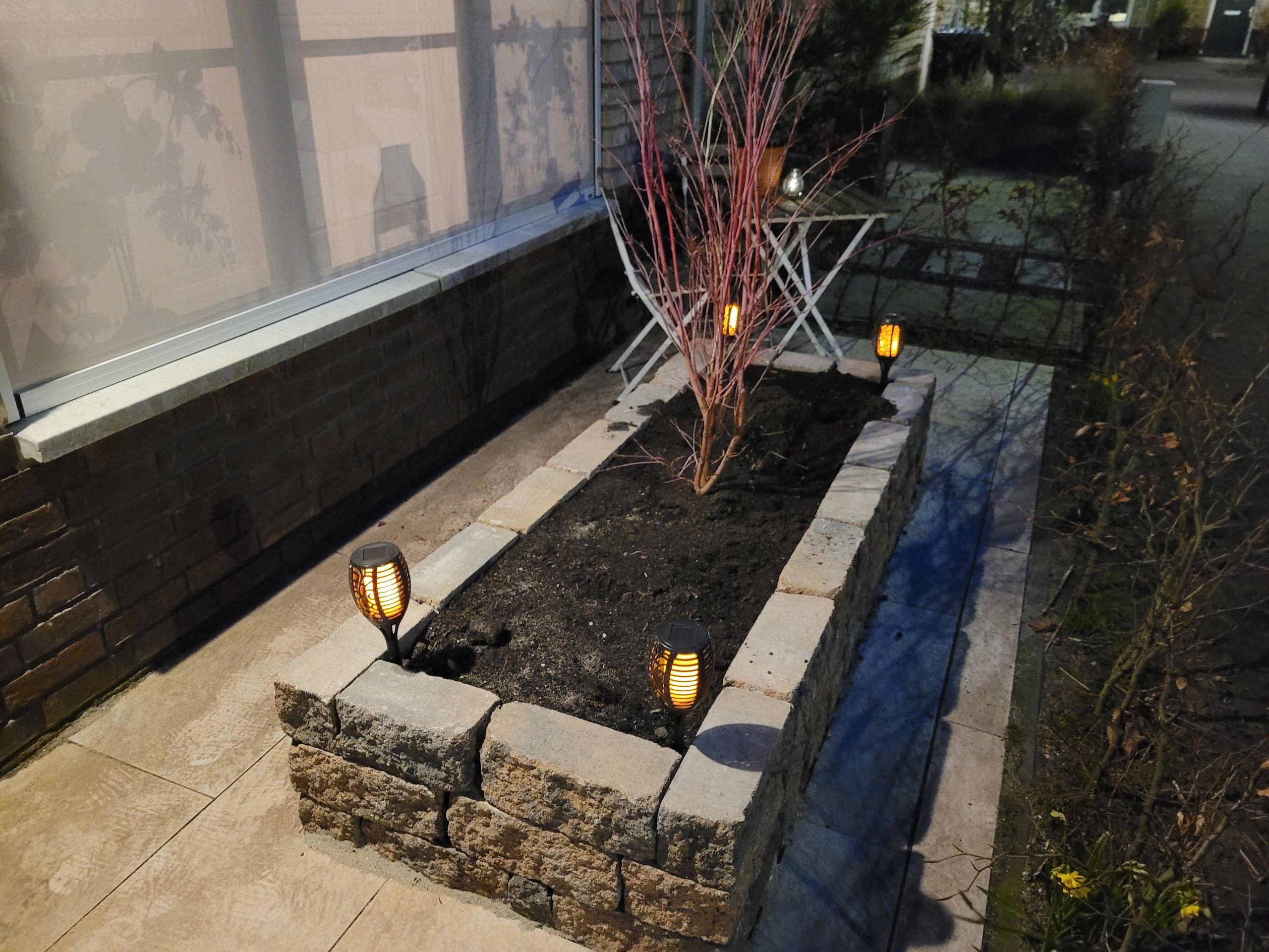 Solarlamp Fakkel Small voordeelset 4 stuks zwart met vlameffect