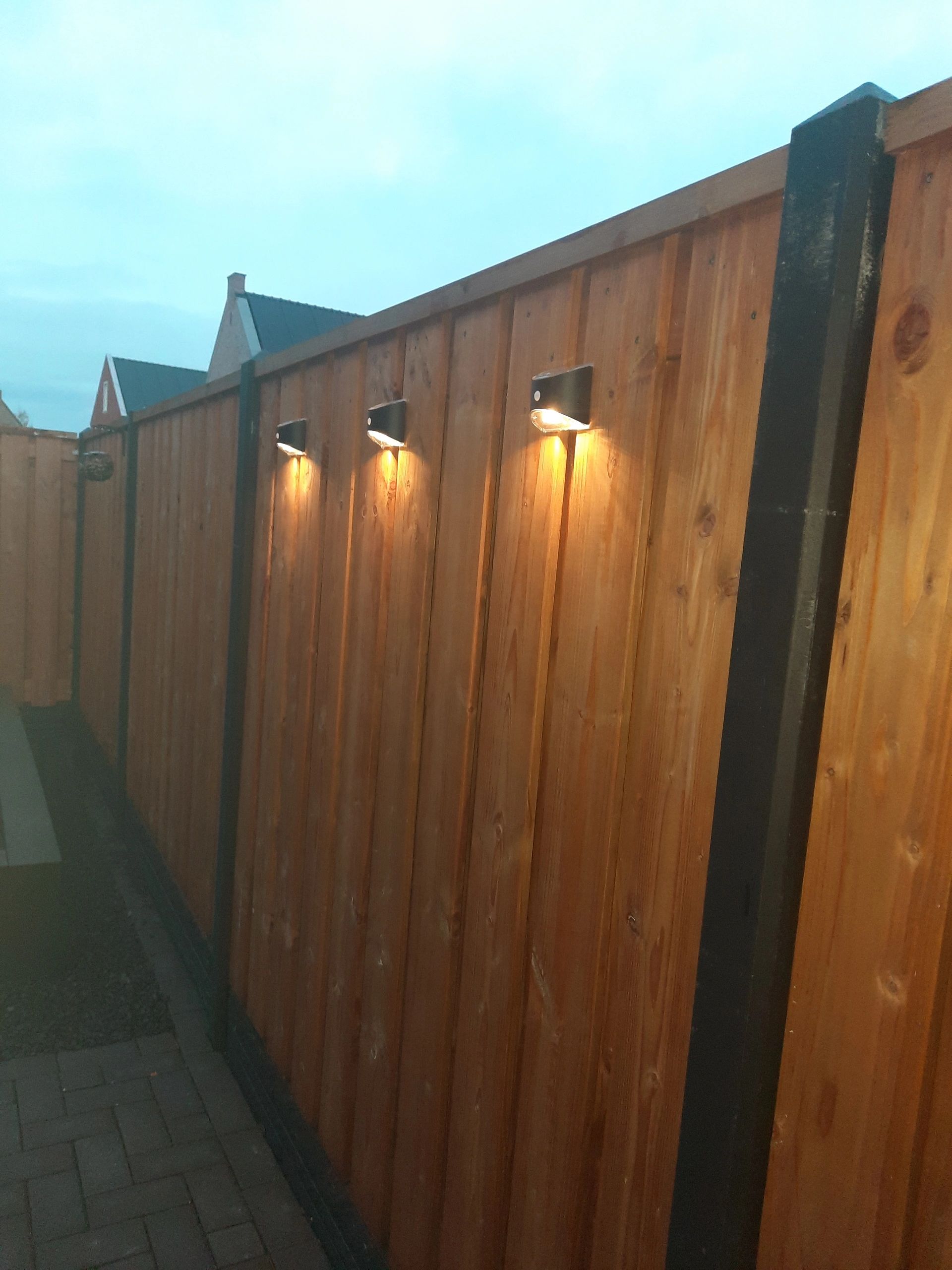 3x Solar wandlamp Flint zwart met bewegingsmelder op zonne energie Warm wit