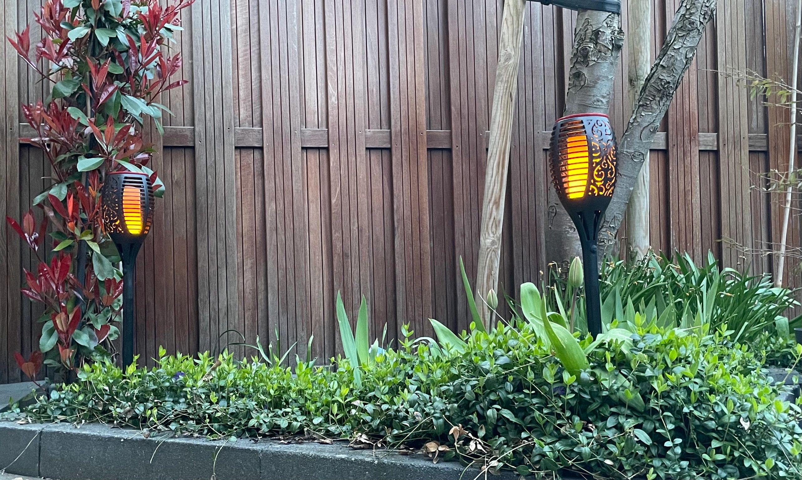 Solarlamp Fakkel zwart met schemersensor