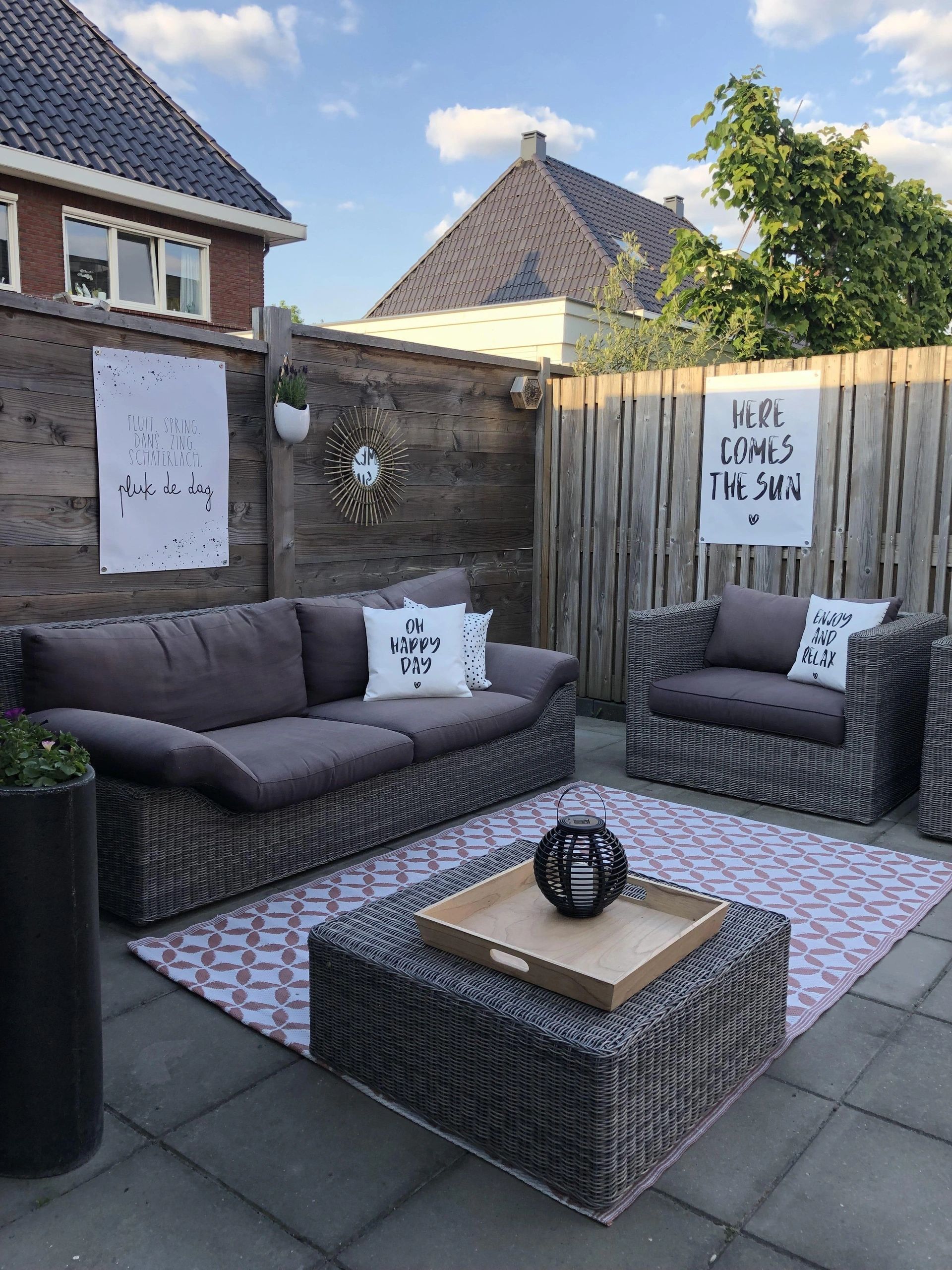 Solar Lantaarn Basket Medium Rotanlook lamp op zonne energie