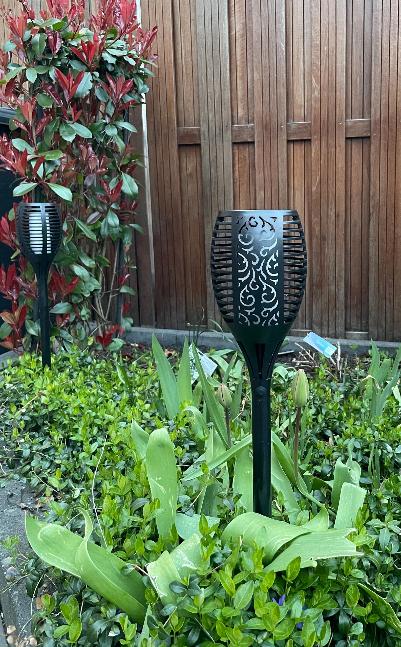 Solarlamp Fakkel zwart met schemersensor