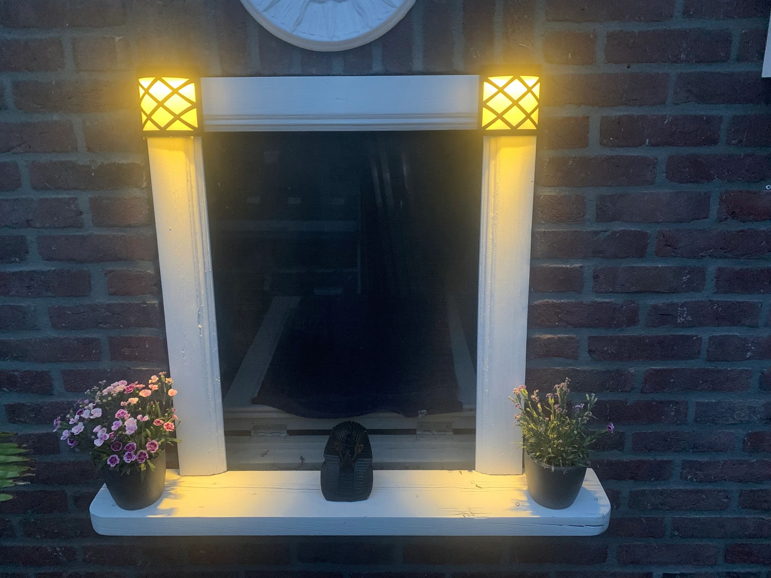 Solar wandlamp China zwart 6 leds warm wit buitenlamp op zonne energie