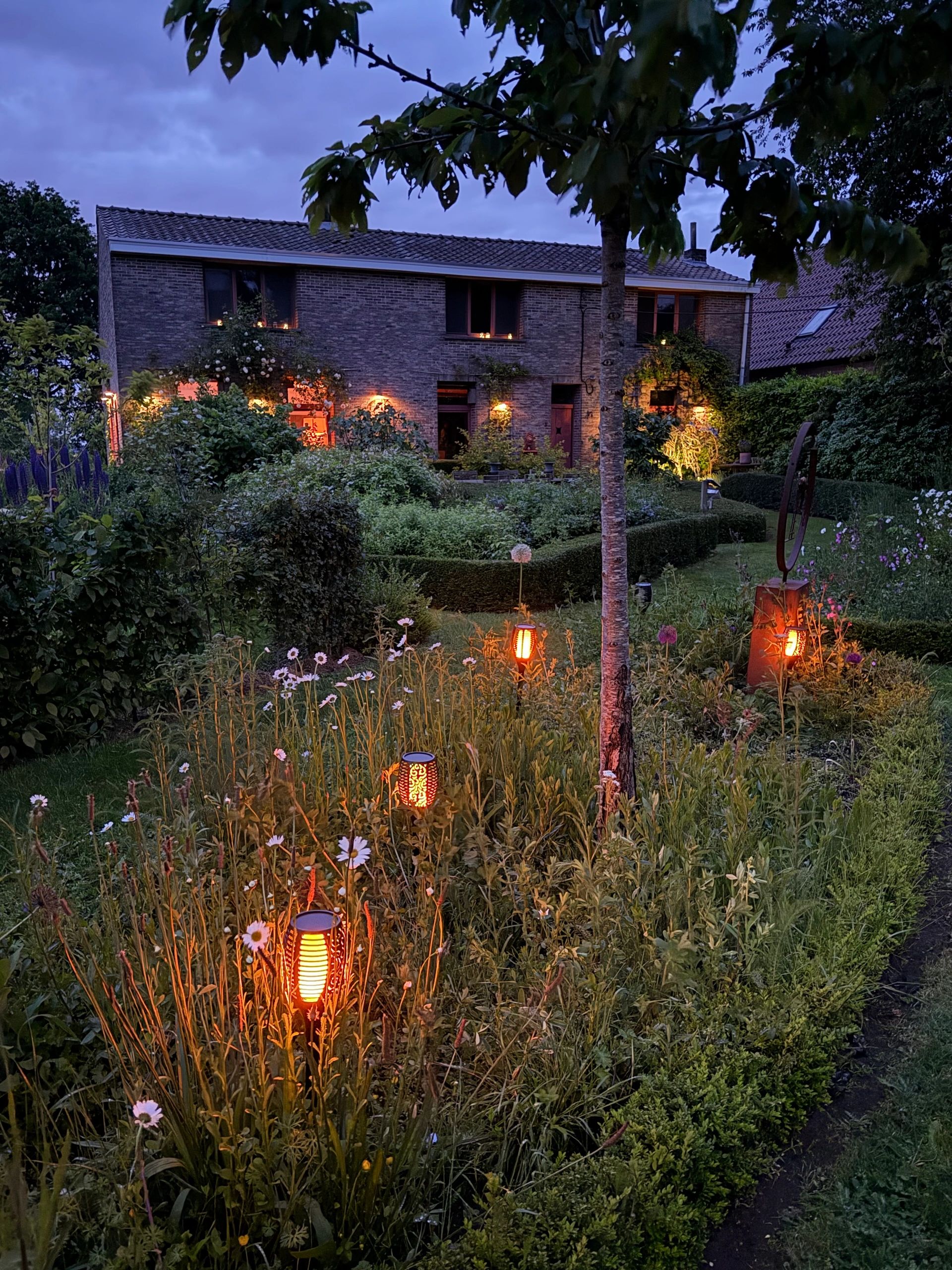 Solarlamp Fakkel voordeelset 4 zwart met schemersensor