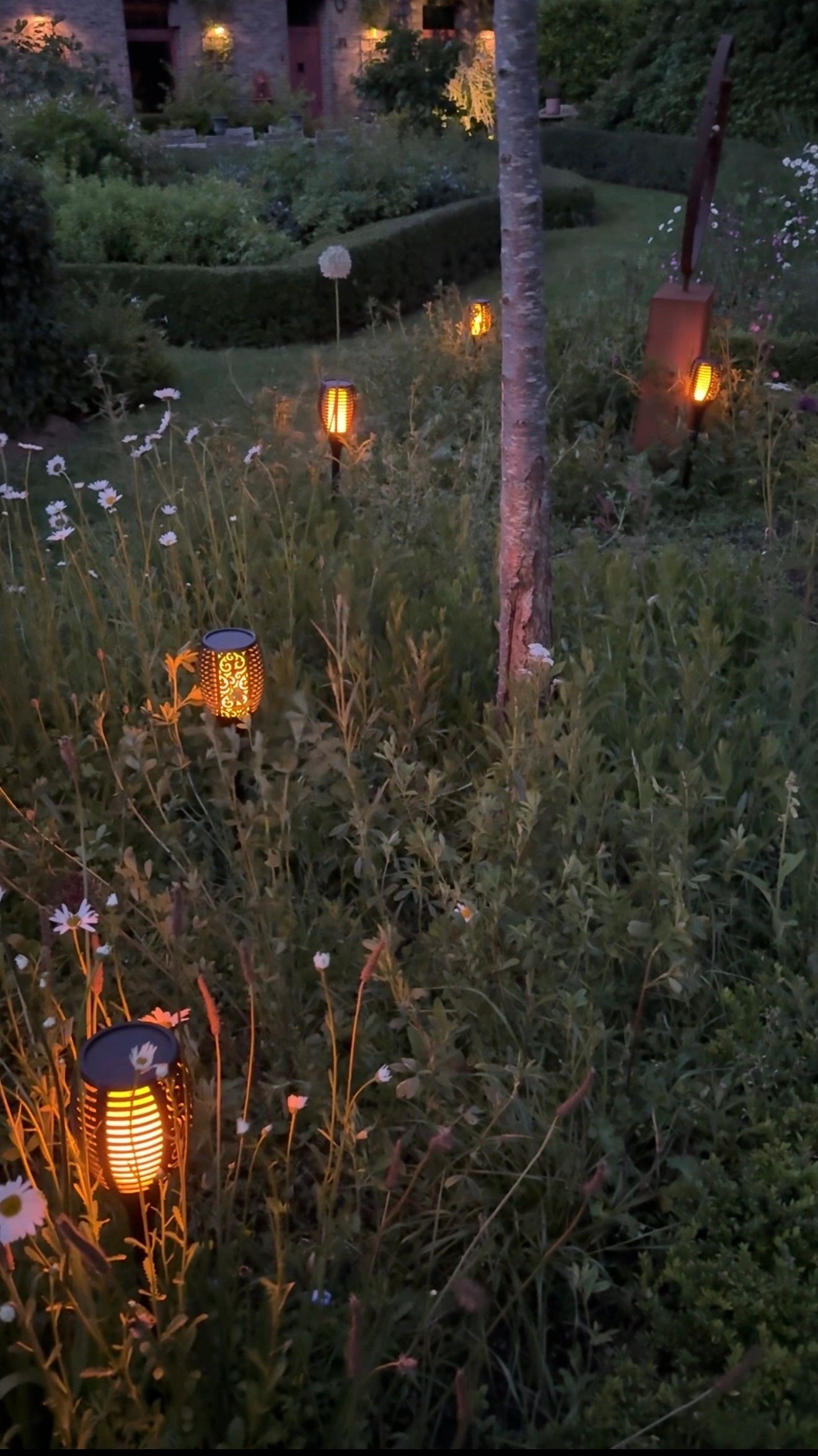 Solarlamp Fakkel voordeelset 4 zwart met schemersensor