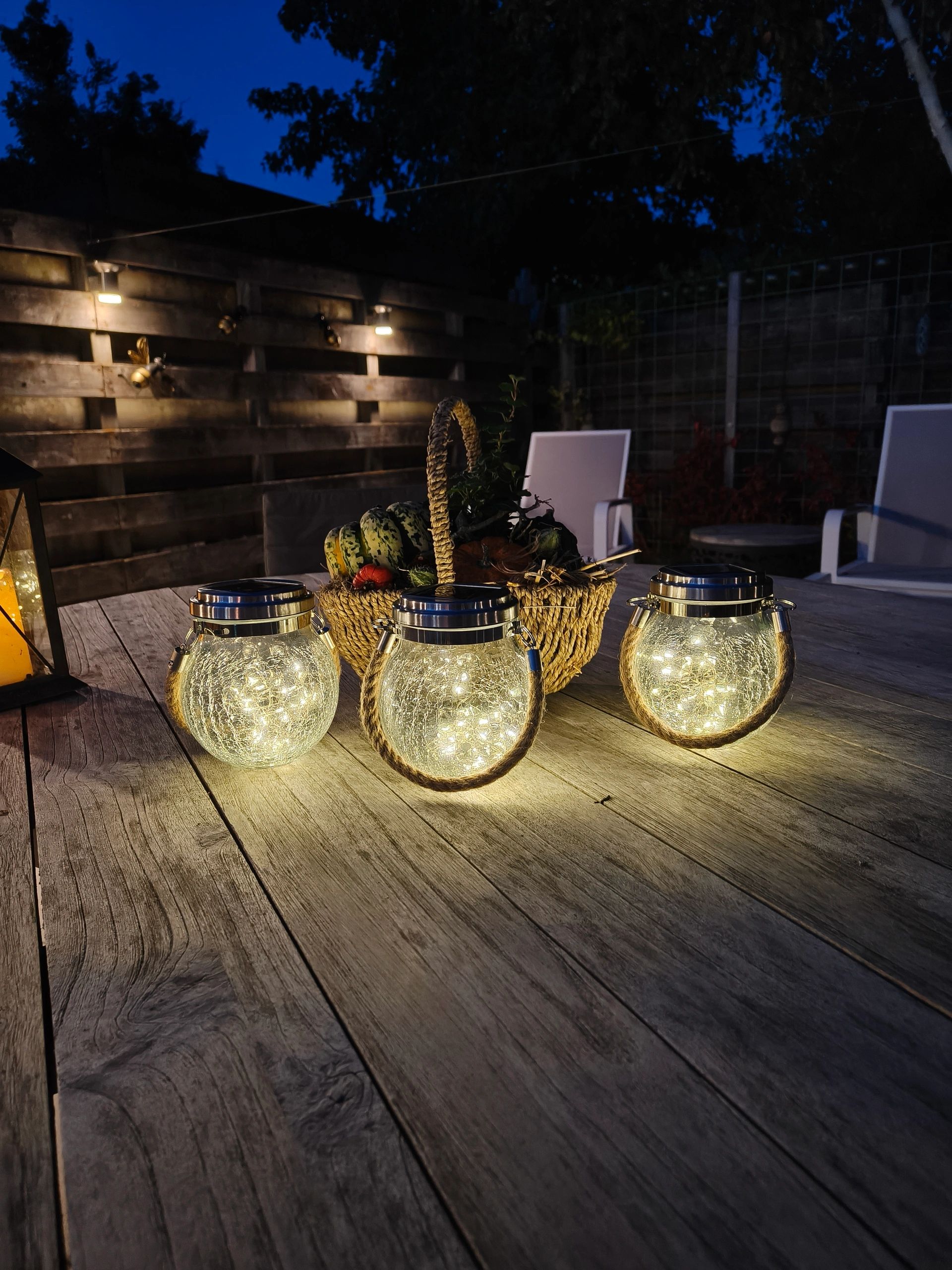 Solar hanglamp Betsy op zonne-energie - Voordeelset 3 stuks - Glazen bol met 30 leds