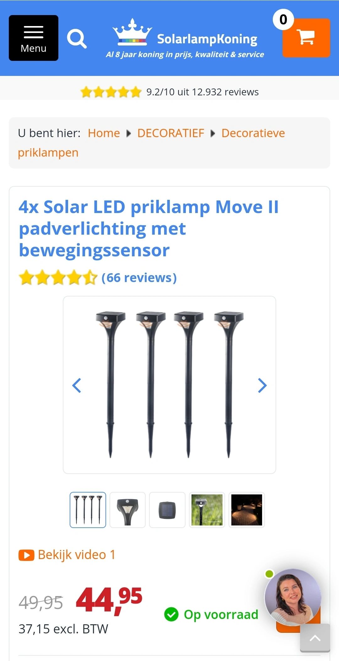 Solar priklamp Move II padverlichting zwart met bewegingssensor