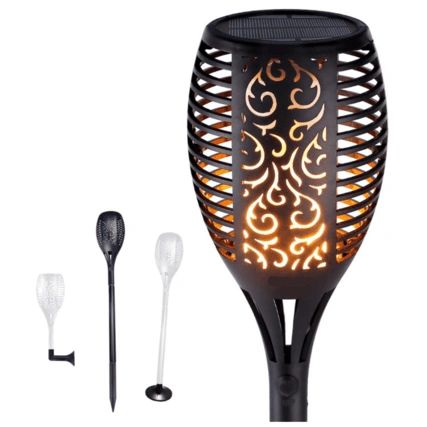 Solarlamp Fakkel zwart met schemersensor